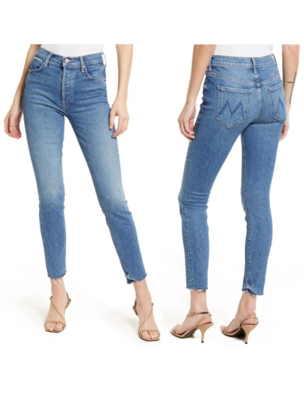 MOTHER The Stunner Ankle Fray Jeans in Crate Digger Wash